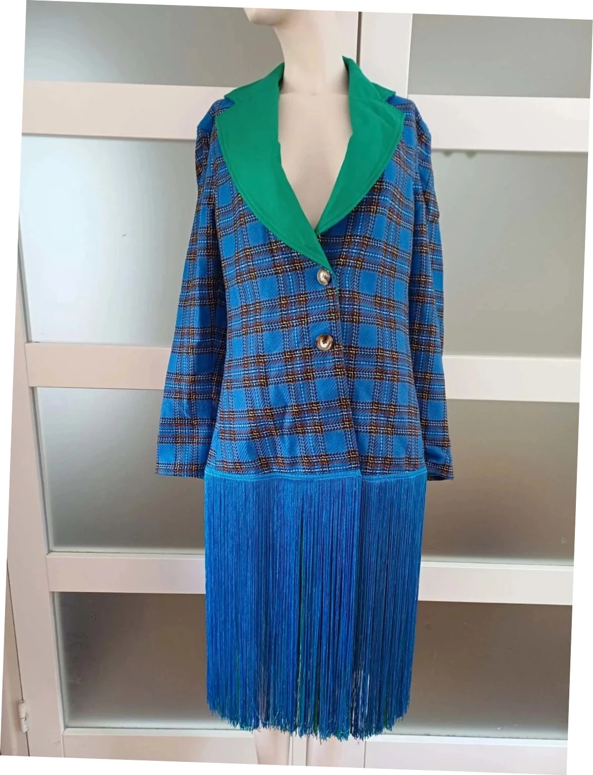 Pièce de créateur Veste Réversible Frangée VictoriaTomas - Taille S (36) - Pièce de Défilé